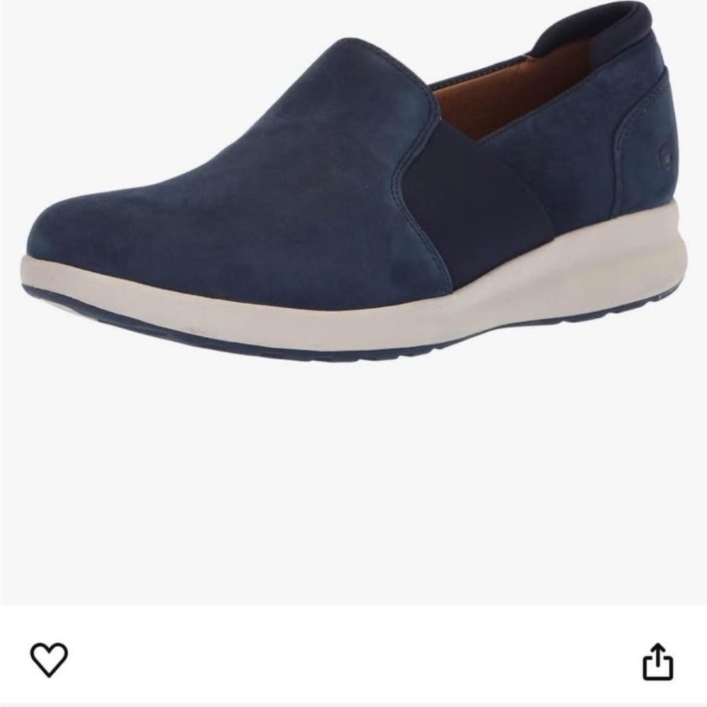 Clarks Comfort Navy Nubuck Leather Slip-Ons